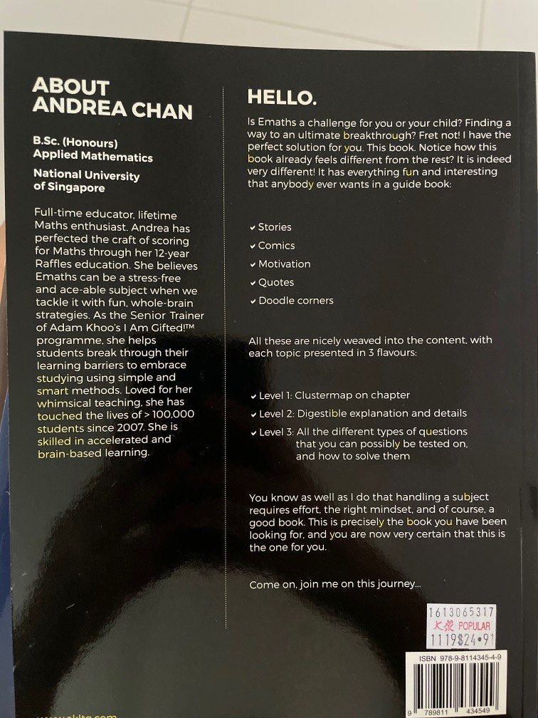 EMaths Textbook (Category: Textbooks) located in Singapore. Submitted by renlxn (Listing ID 1195816640, Image 2). Description: Brand new, no writings or bents Usual price $24.91.