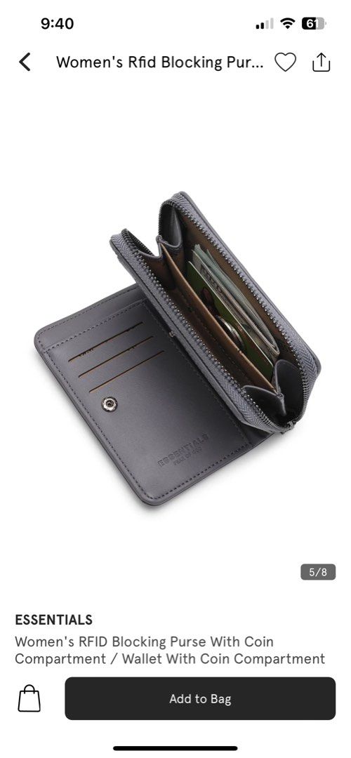 ESSENTIALS Wallet with coin compartment, Women's Fashion, Bags
