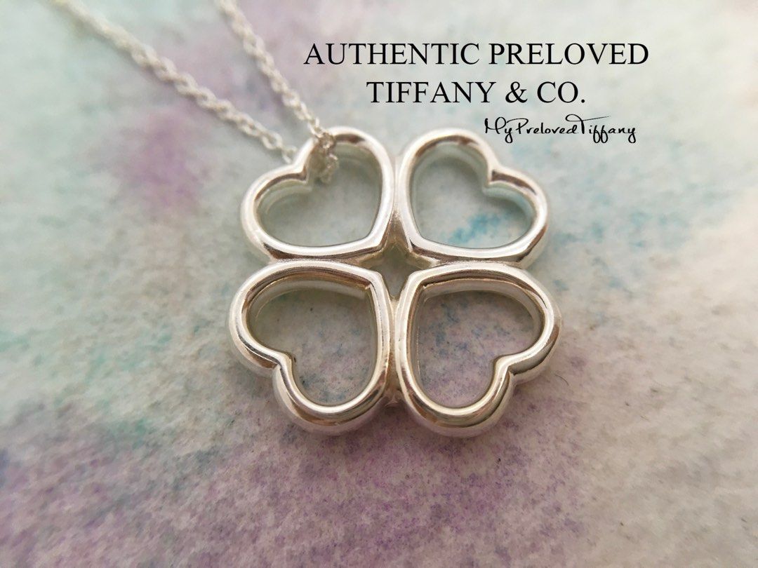 Excellent Authentic Tiffany Co. Four 4 Heart Clover Pendant