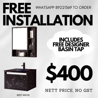 FREE INSTALLATION bathroom vanity basin cabinet set