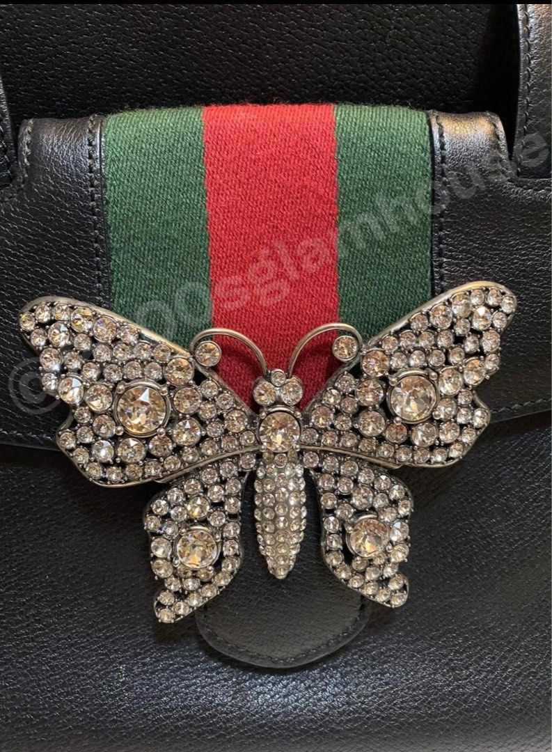 Gucci Linea Totem Butterfly Clasp Satchel Brown Calfskin Shoulder Bag