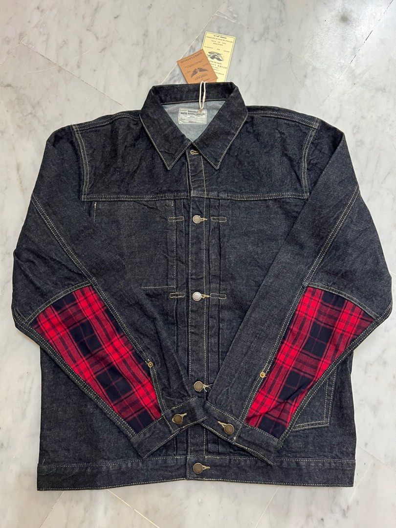 Red shirt discount with denim jacket