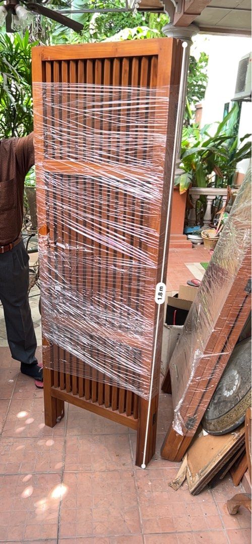 Heavy wooden teak jati contemporary solid wood divider, Furniture & Home Living, Furniture