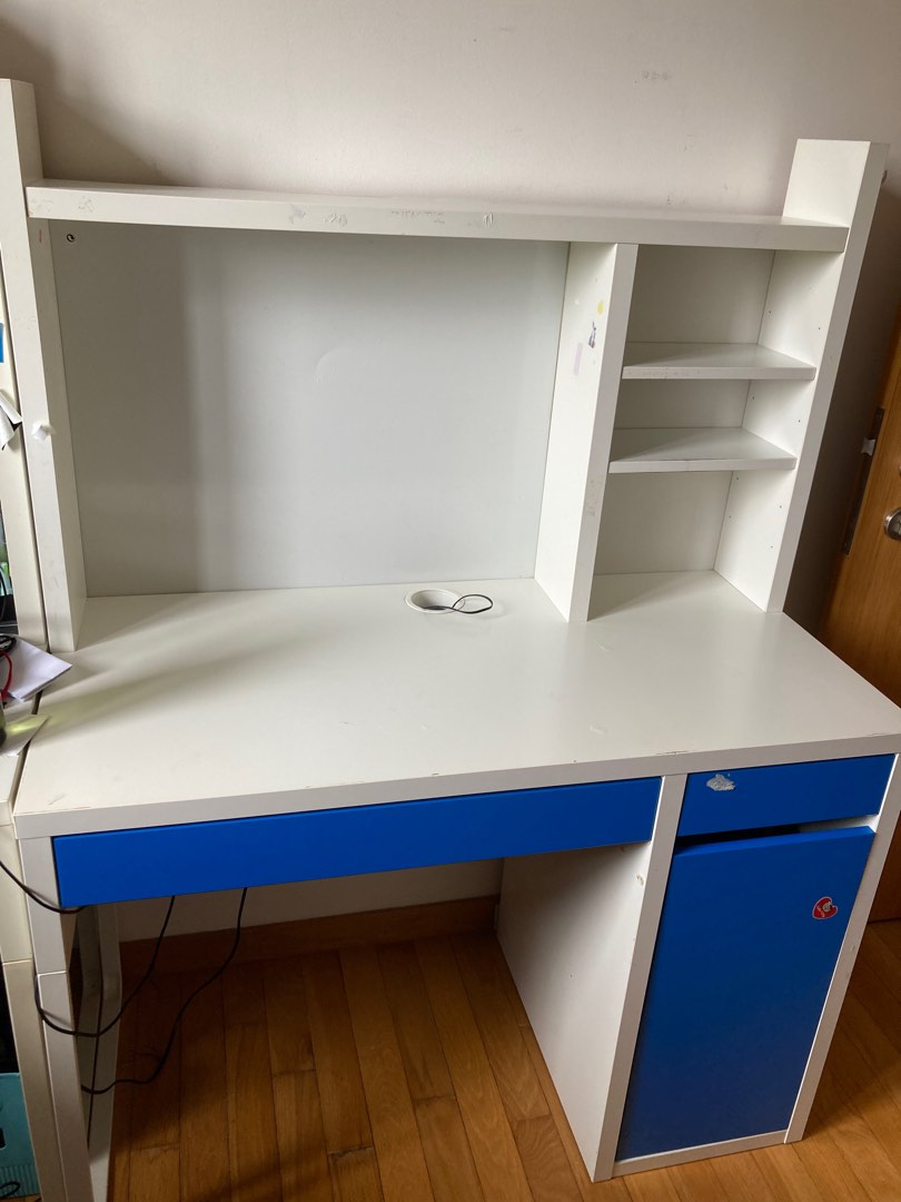 Ikea study tables for kids (blue and White drawer), Furniture & Home