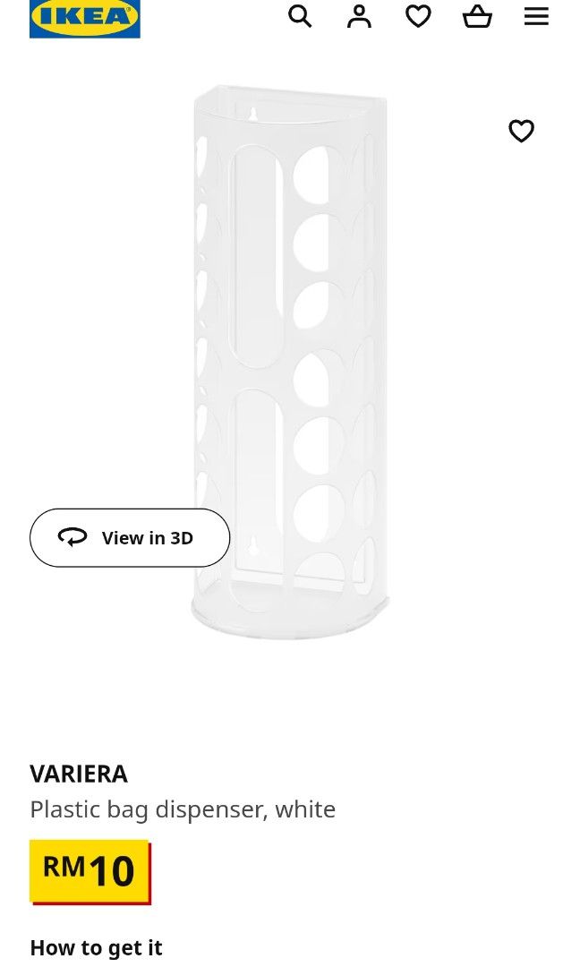 IKEA VARIERA Plastic Bag Dispenser, Furniture & Home Living