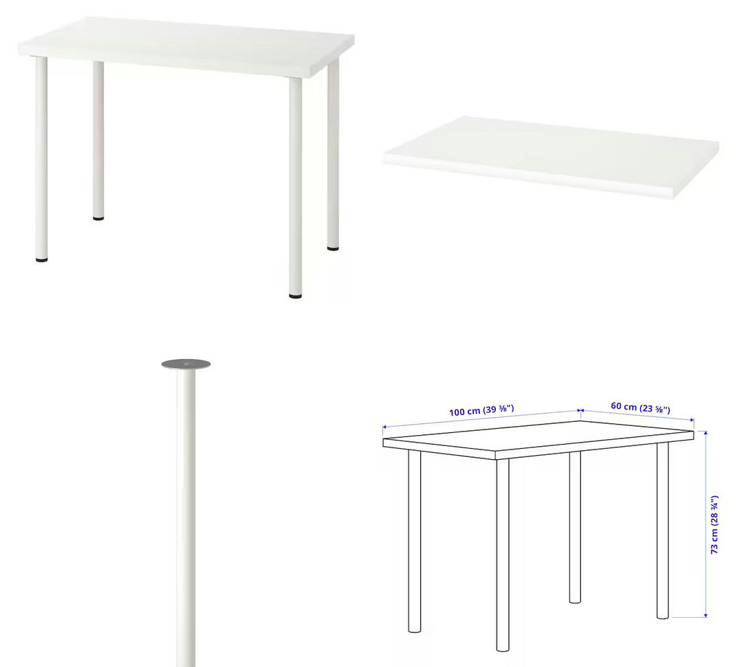 IKEA white glossy table, 100 X 60 cm, 73 cm height, Furniture & Home