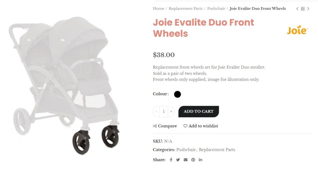 Front wheels set outlet evalite duo stroller