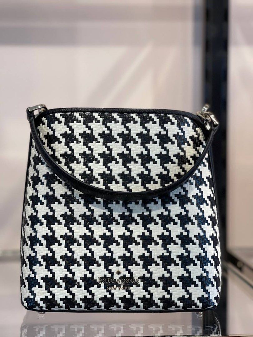 Kate Spade Darcy Chain Wallet Crossbody Houndstooth Print (Black White):  Handbags