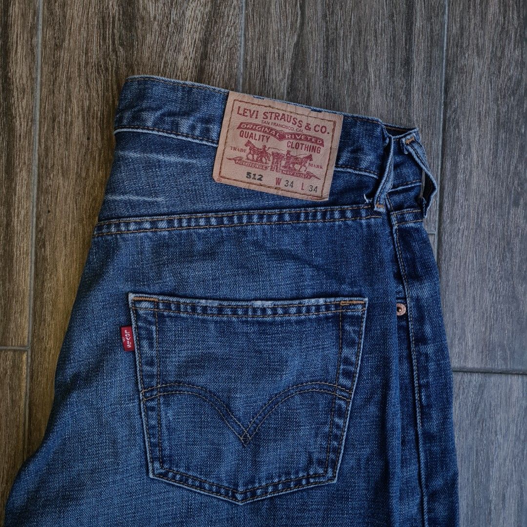 Levis 512 W34 L34 Size L Blue Vintage straight cut Men s Fashion