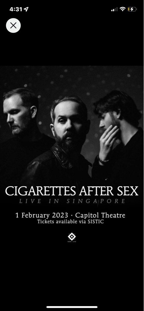 Lf Cigarettes After Sex Tickets Tickets And Vouchers Event Tickets On Carousell 