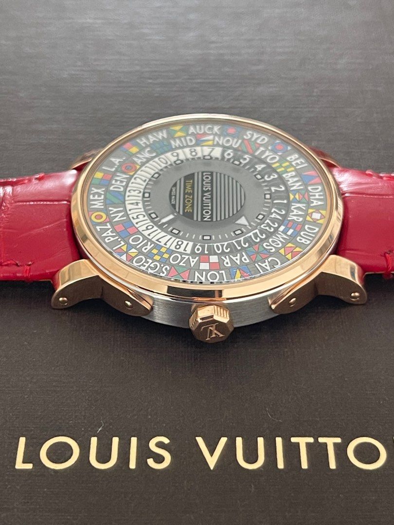 Louis Vuitton Escale Table Clock Q5Q000 24 Time Zone Quartz Gray Dial With  Box
