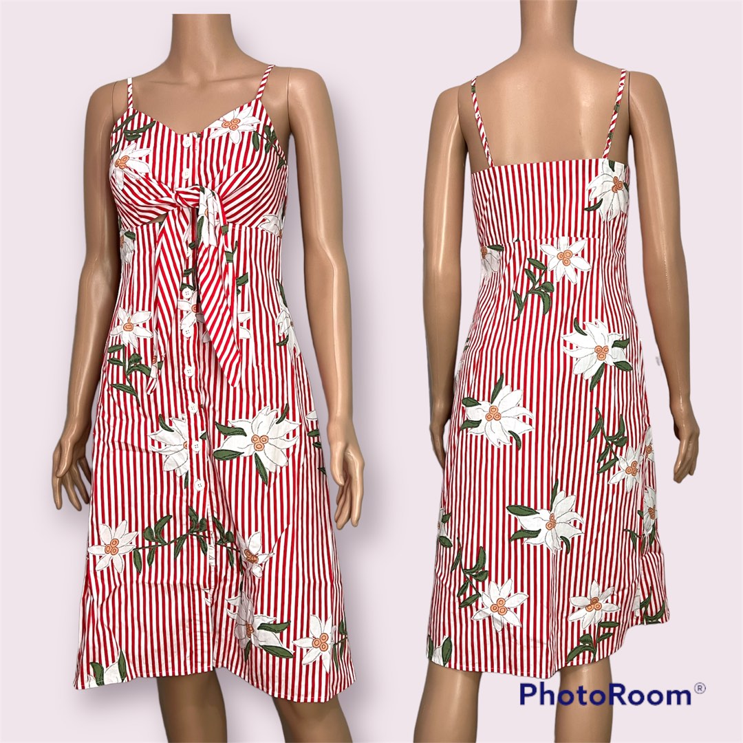 MANGO RED FLORAL SPAGHETTI DRESS, Women's Fashion, Dresses & Sets ...