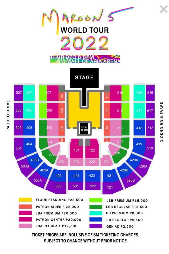 Maroon 5 Manila Tickets, Tickets & Vouchers, Event Tickets on Carousell