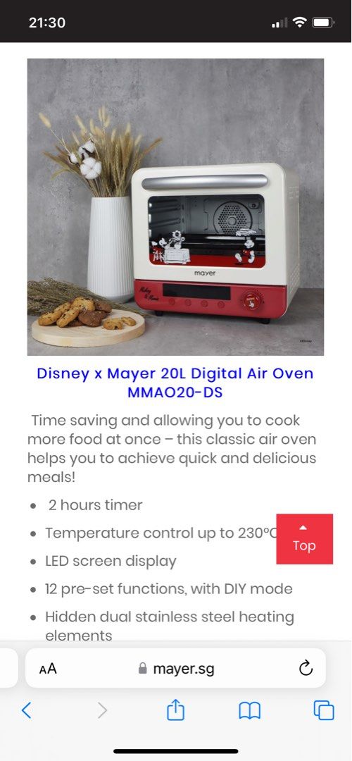 Mayer Disney x Mayer 20 L Digital Air Oven, TV & Home Appliances
