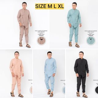 Men Long Sleeve Shirt and Pants Black Brown Kimono Set