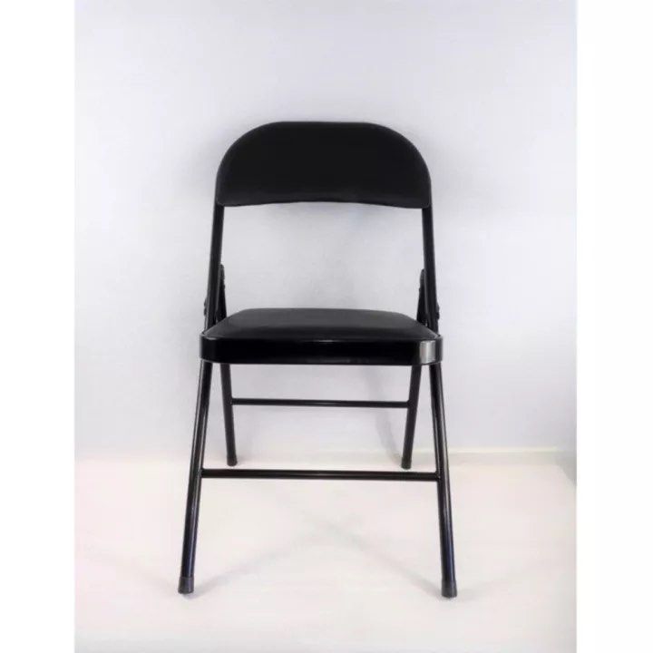 Metal Folding Chair (Black) (Category: Chairs) located in Quezon City. Submitted by franbarr (Listing ID 1195971482, Image 1). Description: BLACK METAL FOLDING CHAIR (Good quality all-around folding chair) • Measurements: 43(L) × 40 (W) × 80(H) • Material: Metal Material Folding Chair • Color: Black • N.W: 3.53kgs • G.W: 3.8kgs (Carton box included for 6 chairs or more) Delivery & Payment: • Delivery: LalaMove (shipping fee to be shouldered by bu