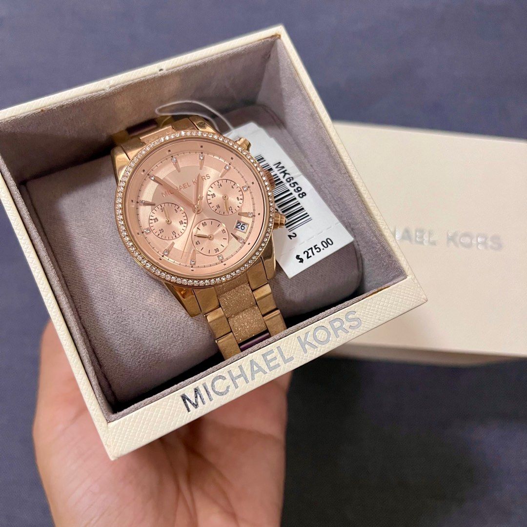 Michael Kors Womens Quartz Ritz Stainless Steel Rose Gold Dial 37mm Wa