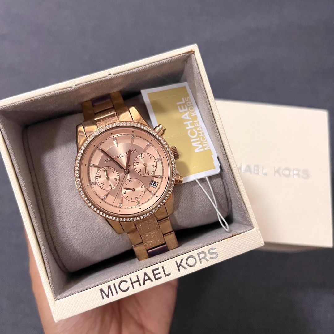 Michael Kors Ritz MK6598 37mm Rose Gold Stainless Steel Women's Wristwatch  796483400092 | eBay