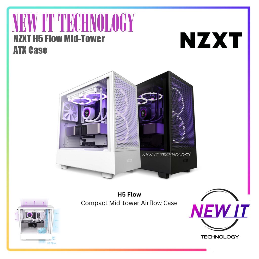 NZXT H5 ELITE White - Modèle Midtower - Mini-ITX, Micro-ATX, ATX