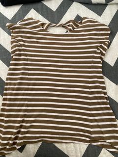 OLD NAVY olive green-white striped shirt