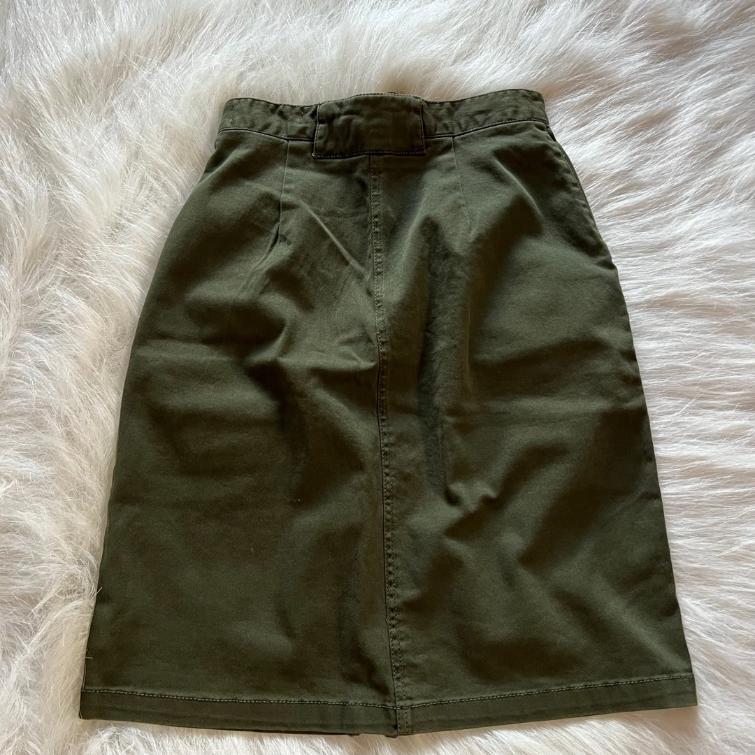 Olive Army Green skirt, Women's Fashion, Bottoms, Skirts on Carousell