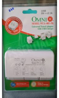 OMNI
universal travel adapter / adaptor 
with USB outlet