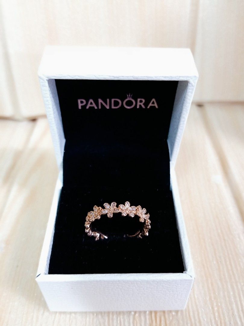 Rose gold flower pandora ring hot sale