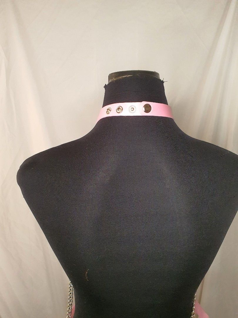Pink Checker Stretchy Body Harness w/Silver Hardware main image 0