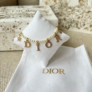 Dior, Jewelry, Christian Dior Oblique Trotter Silver Tone Ribbon Motif  Bracelet White Pink Auth