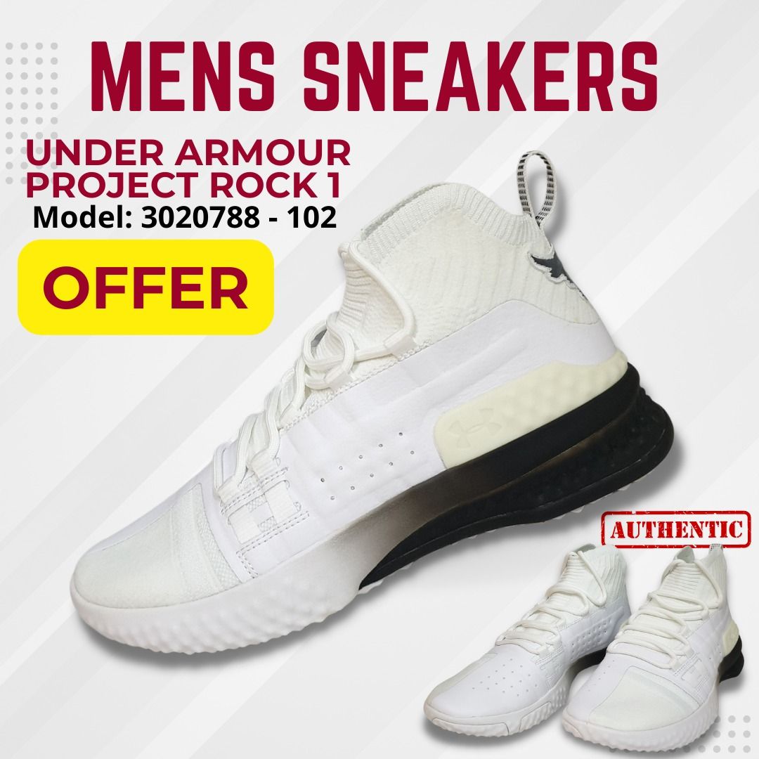 PROJECT ROCK 1 UNDER ARMOUR MENS SPORTS SHOES SNEAKERS RUNNING JOGGING  LEISURE FASHION BRAND NEW 3020788 102, Men's Fashion, Footwear, Sneakers on  Carousell