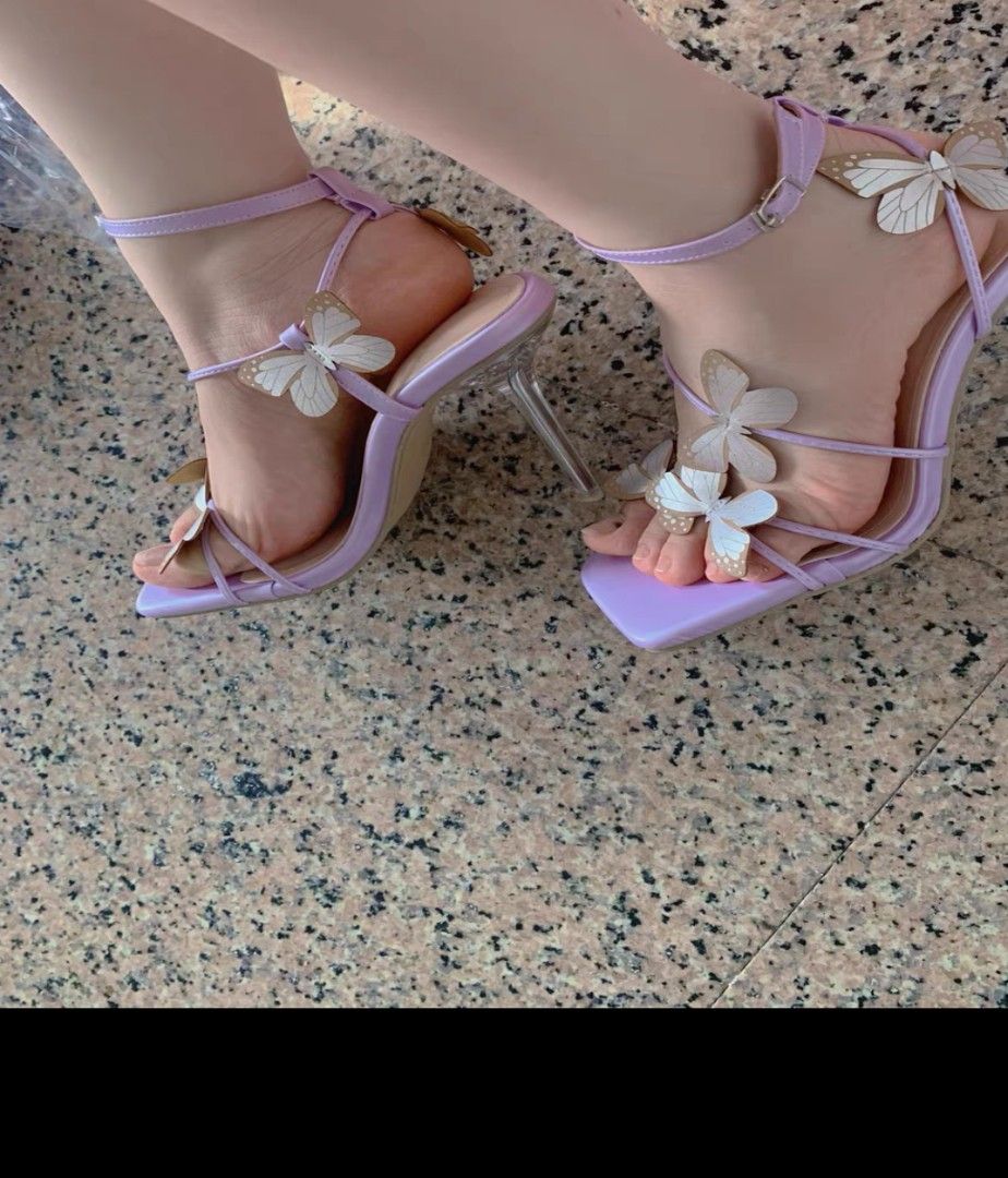 Purple butterfly heels