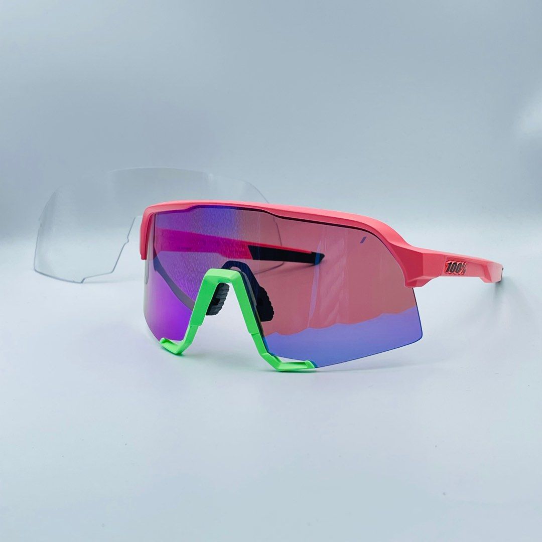 Ride 100% S3 Matte Neon Pink Purple Multilayer Mirror Clear