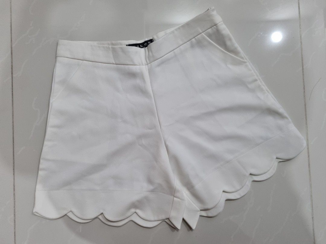 White new arrivals scalloped shorts