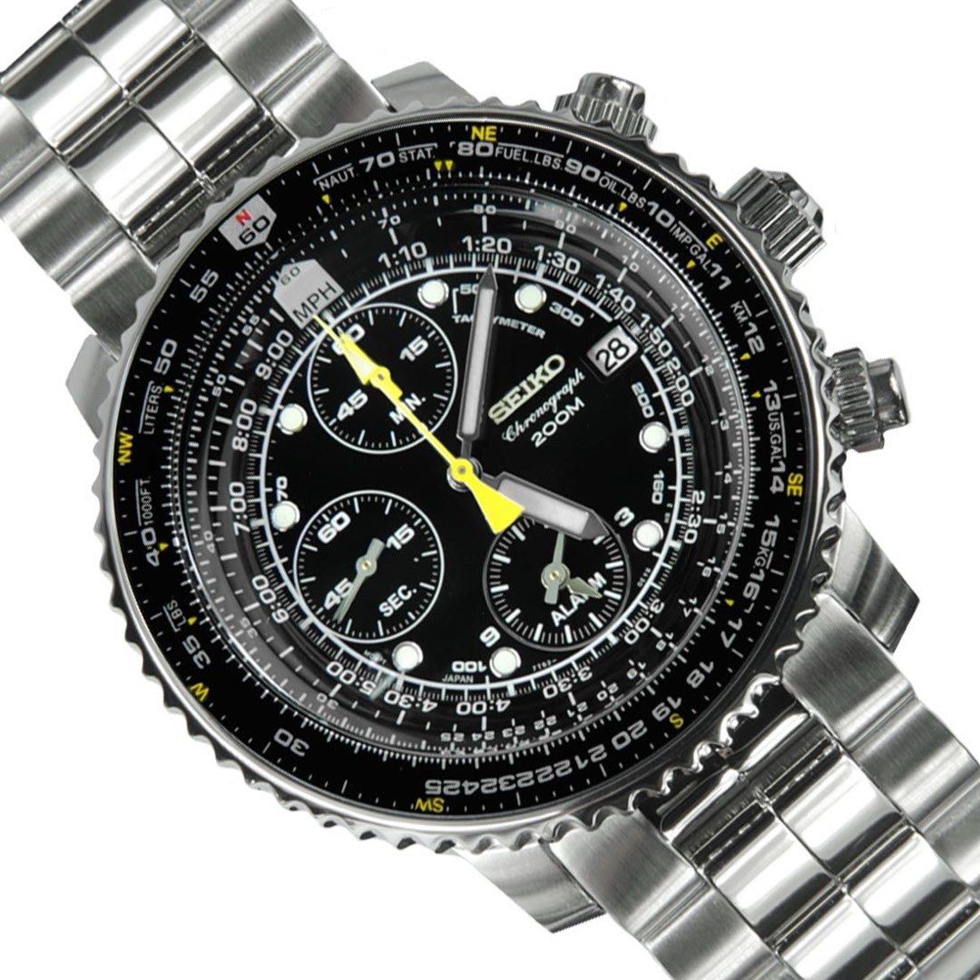 Seiko pilot s flight deals alarm chronograph sna411
