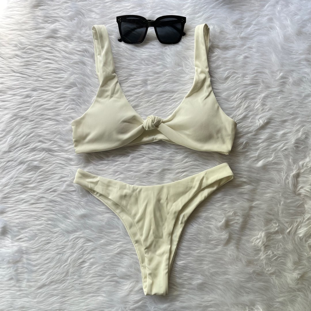 SHEIN 2PC OFF WHITE SWIMSUIT, Women's Fashion, Swimwear, Bikinis ...