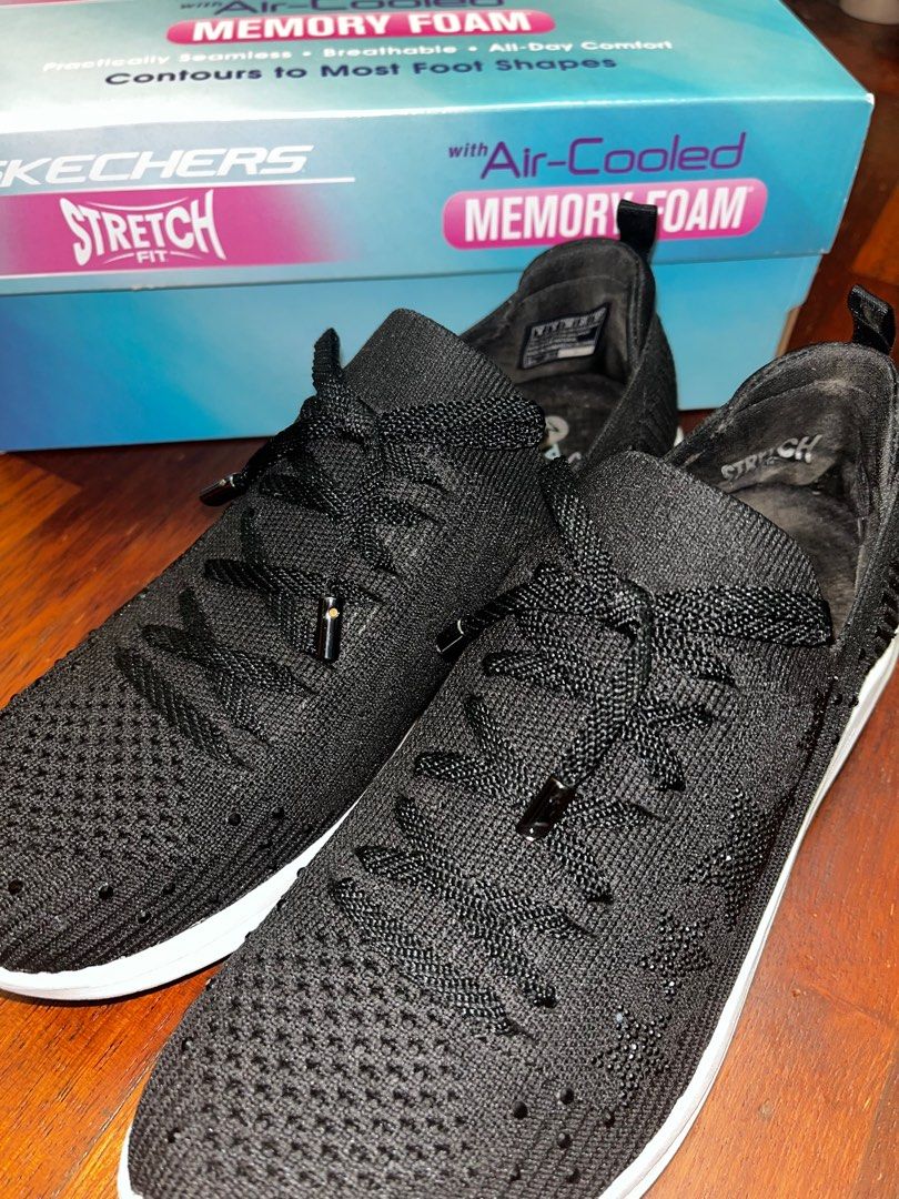 Skechers Black Memory Foam Women s Fashion Footwear Sneakers on