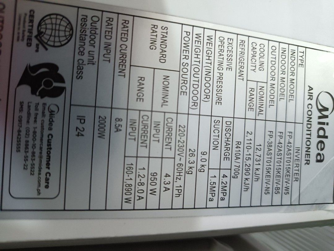 split type ac inv. 1.5hp w/ rem fp53ast015keiv, TV & Home Appliances