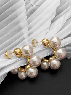 Sterling Silver stud with gold plated Pearl Earrings