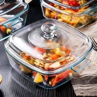 TEMPERED GLASS FOOD CONTAINER W/ COVER