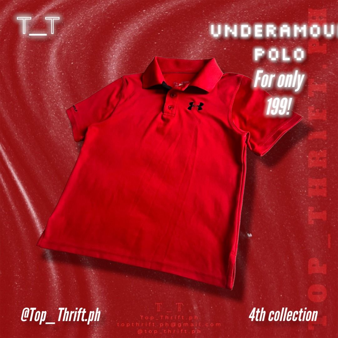 Boys red store under armour polo