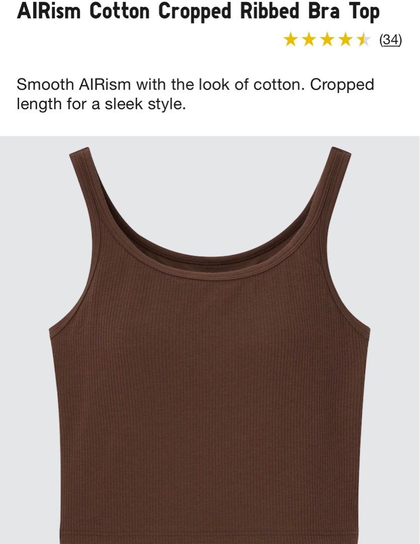 uniqlo airism cotton cropped ribbed top