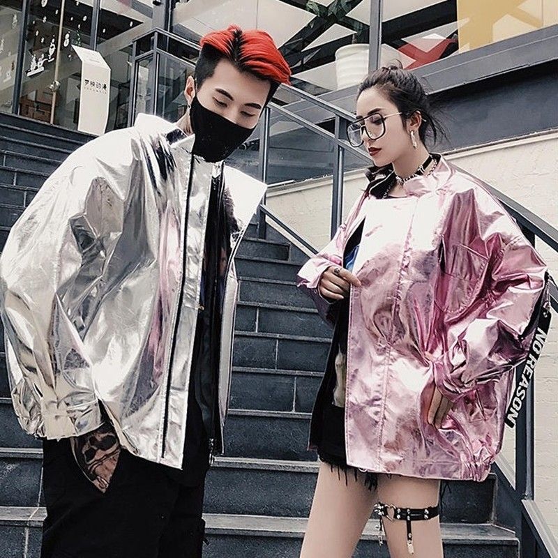 UNISEX REFLECTIVE JACKET TWO POCKETS SILVER PINK AVAILABLE