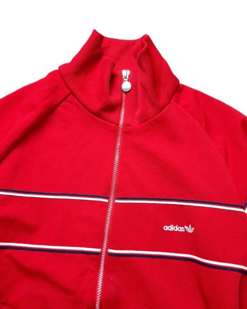 Vintage 80s Adidas Track Jacket, Fesyen Pria, Pakaian Baju  Luaran di Carousell