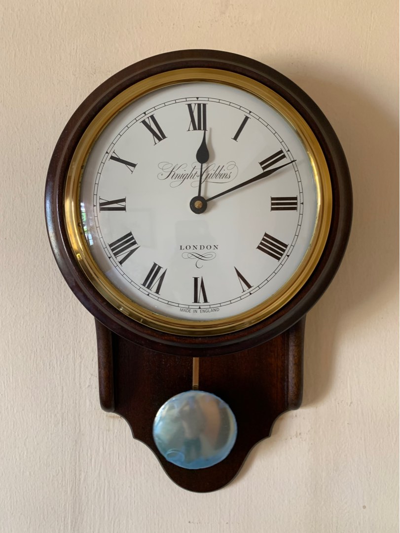 Vintage Knight & Gibbins Clock Pendulum Wall Clock, Furniture & Home
