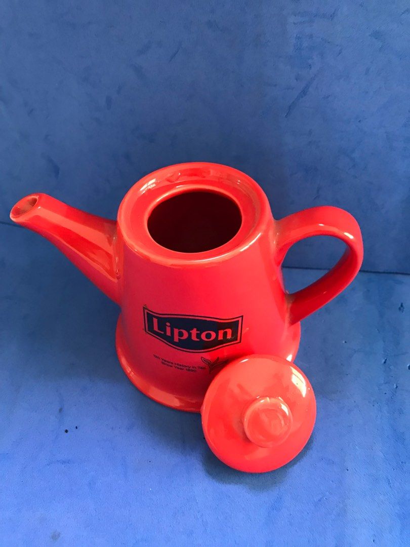 Vintage Lipton Teapot in red as shown (10.5cm Height), Hobbies & Toys