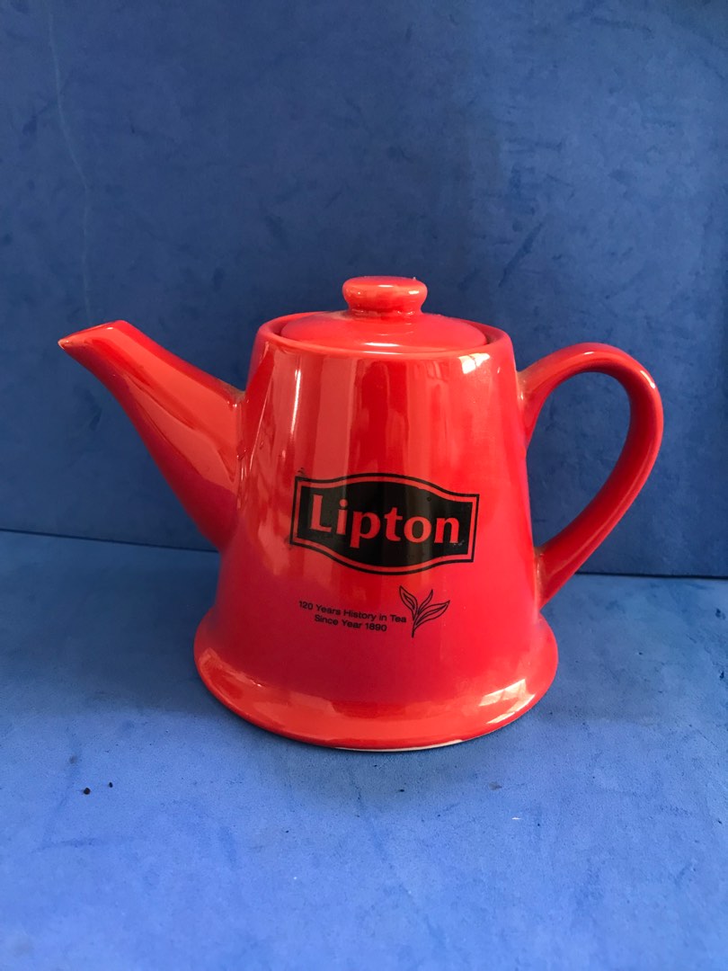 Vintage Lipton Teapot in red as shown (10.5cm Height), Hobbies & Toys