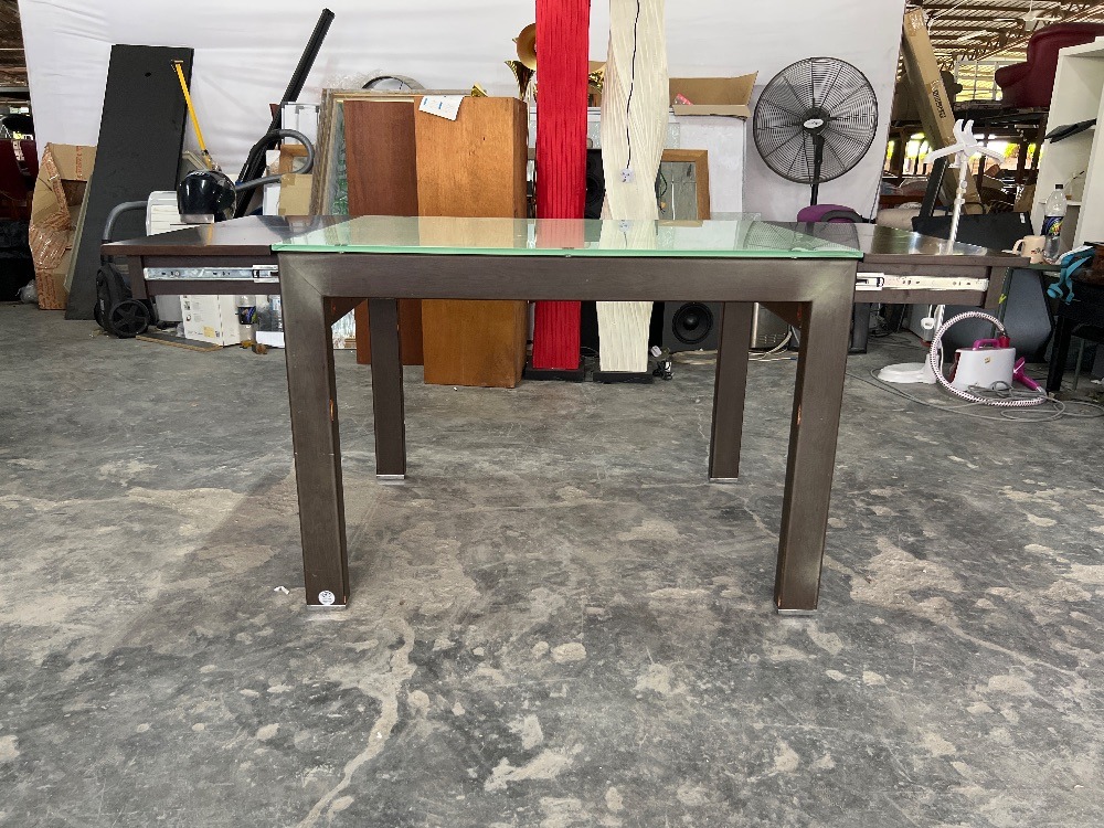 Wooden Glass Top 4seater Dining Table / Meja Makan 4 tempat duduk Atas