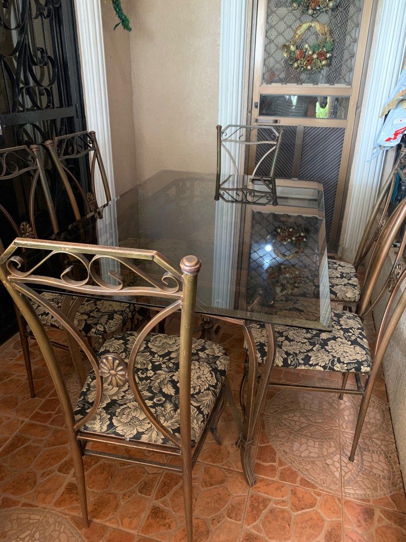 Wrought iron dining top table 6 seater