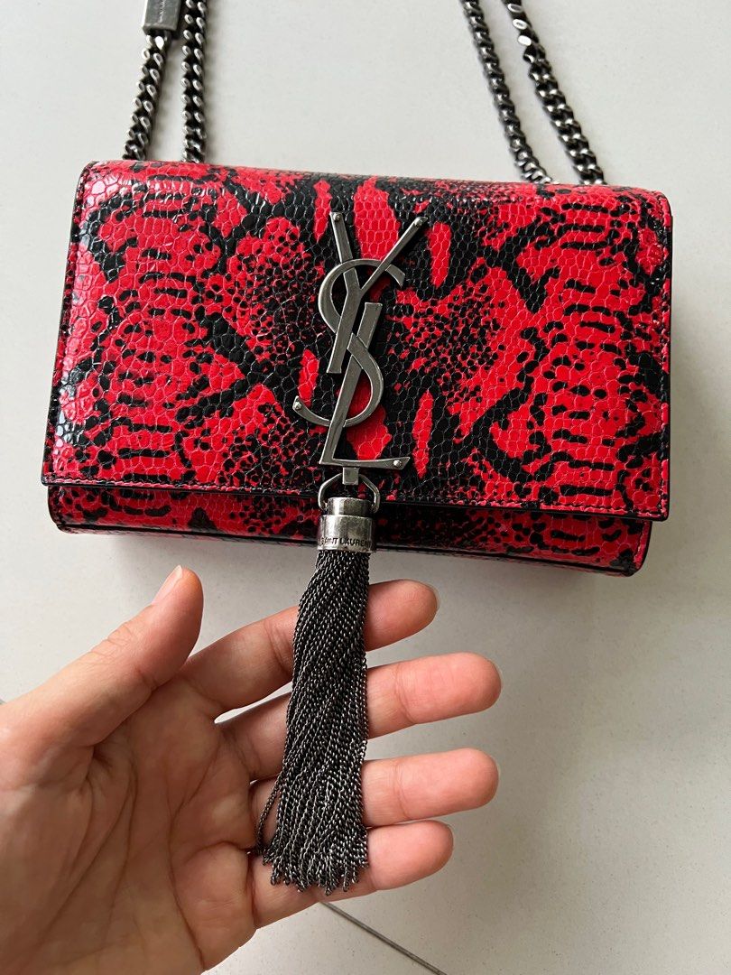 YSL small Kate tassel python embossed bag