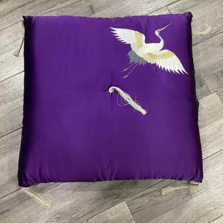 Zabuton Silk Embroidered Willow Bird Purple Pattern Thick Japanese Floor Cushion Meditation Pillow 22" x 22" x 5" inches 1pc available - P450.00